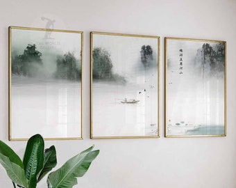 Japanese Wall Art Set of 3 Posters, Japanese Wall Print, Floral Print, Japanese Scenery Art, Asian Decor Poster Sets, Gift, A1/A2/A3/A4