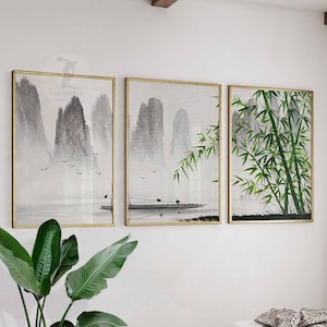 Japanese Set of 3 Posters, Japanese Art Print Set, Japanese Wall Art Decor, Asian Decor, Japanese Gift, Floral Wall Art, A1/A2/A3/A4