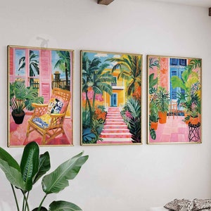 Caribbean Wall Art Prints Set, Tropical Home Decor