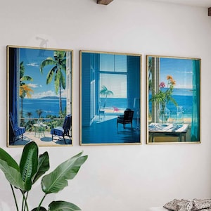 Caribische set van 3 prints, Caribische muurkunst, tropisch decor, exotische poster, tropische kunstprint, Jamaica muurkunst, bloemdecor, zwarte kunst