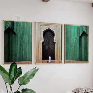 Set of 3 Mosque Prints, Islamic Wall Art, Calligraphy Art, Middle Eastern Decor, Mughal Art, Arabic Art, Muslim Art, Muslim Home Decor