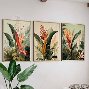 Henri Rousseau Floral Set of 3 Floral Posters, Boho Floral Wall Print, Botanical Art, Tropical Decor, Jungle Aesthetic, Tropical Decor, Gift