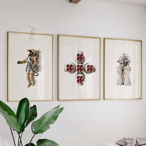 Space Poster Set, Sci-Fi Art, Cosmic Decor, Futuristic Space Poster, Vintage Art, Space Artwork for Bedroom, Astronaut Art, Gift For Him