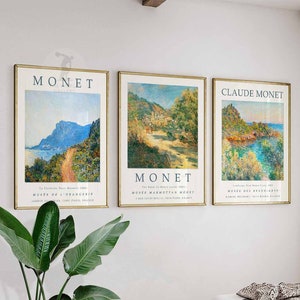 Claude Monet Set of 3 Floral Posters, Gallery Quality Art, Claude Monet Exhibition Prints, Vintage Floral Decor, Office, Gift, A1/A2/A3/A4