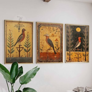 Indian Floral Set of 3 Prints, Indian Decor, Floral Wall Art, Vintage Cultural Art, Wall Art Decor, Traditional Pichwai Art, Indian Gift