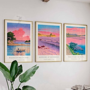 Hasui Kawase Art, Set of 3 Japanese Art Posters, Floral Wall Art, Ukiyo-e Poster, Woodblock Print, Gift Idea, Travel Art, A1/A2/A3/A4