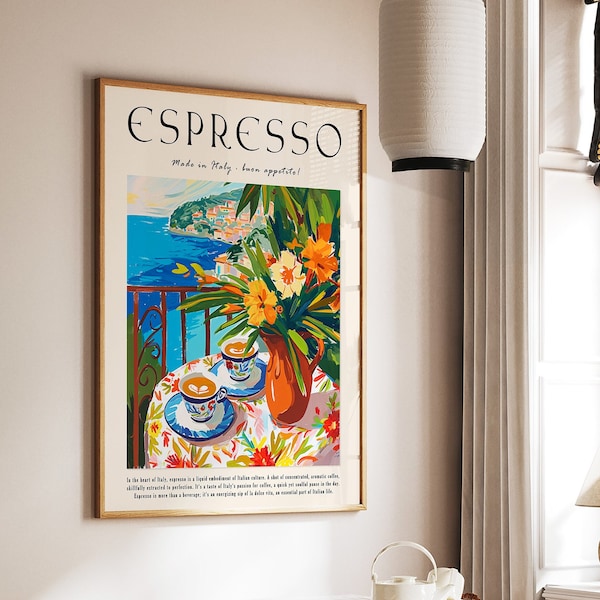 Coffee Poster, Espresso Print, Food Poster, Kitchen Decor, Italian Coffee Art, Retro Coffee Art, Vintage Food Art, Food and Drink Poster