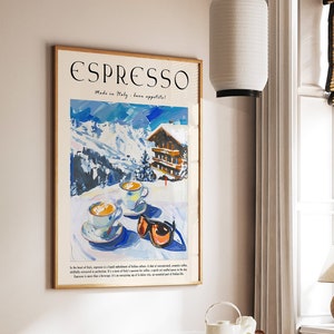 Coffee Poster, Espresso Print, Food Poster, Kitchen Decor, Italian Coffee Art, Retro Coffee Art, Vintage Food Art, Food and Drink Poster