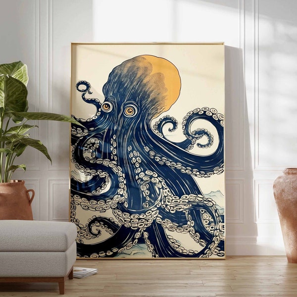 Adolphe Millot Print, Vintage Octopus Print, Aquatic Illustration Art, Vintage Sea Life Art, Ocean Poster, Marine Life Decor, Animal Print