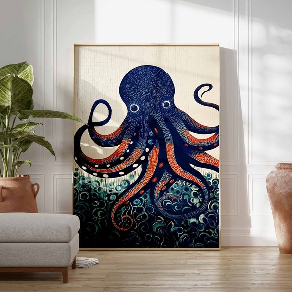 Adolphe Millot Print, Vintage Octopus Print, Aquatic Illustration Art, Vintage Sea Life Art, Ocean Poster, Marine Life Decor, Animal Print
