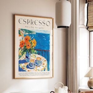 Coffee Poster, Espresso Print, Food Poster, Kitchen Decor, Italian Coffee Art, Retro Coffee Art, Vintage Food Art, Food and Drink Poster