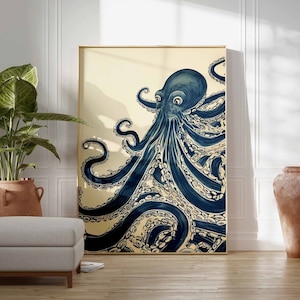 Adolphe Millot Print, Vintage Octopus Print, Aquatic Illustration Art, Vintage Sea Life Art, Ocean Poster, Marine Life Decor, Animal Print