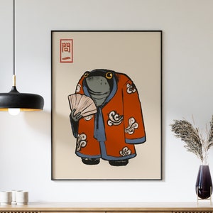 Matsumoto Hoji Art Print, Japanese Poster, Frog, Matsumoto Hoji Vintage Art Print, Animal Art, Funny Animal Print, Gift, A1/A2/A3/A4