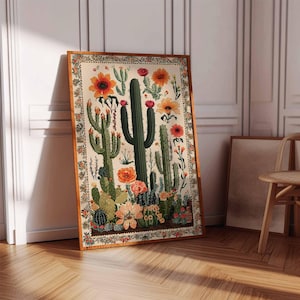 Vintages mexikanisches Plakat, Kaktusdruck, mexikanische Drucke, mexikanisches Dekor, traditionelles lateinisches Dekor, botanische Wandkunst, tropische Wandkunst, lateinische Kunst