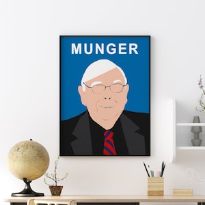 Charlie Munger Poster, Charlie Munger Print, Berkshire Hathaway, Minimalist Decor, Stock Market Economics Wall Art Decor, Capitalist Gift