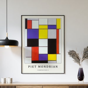 Piet Mondrian Poster, Composition A, Piet Mondrian Art Print, Bauhaus Poster, Abstract Art, Cubism, Modern Art, Gift, A1/A2/A3/A4 image 2