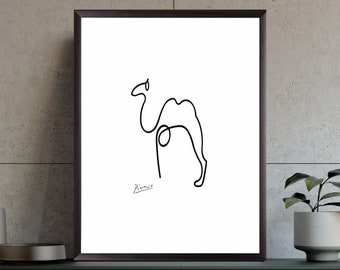 Perfect Minimalist Wall Decor Camel Line Art By Picasso Wall Art Print