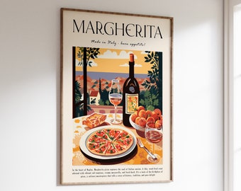 Lámina decorativa de pizza Margarita, decoración de cocina italiana