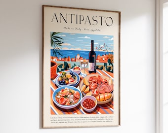 Italian Antipasto Food Poster, Kitchen Decor Print