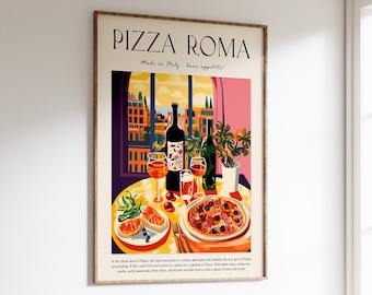 Stampa artistica Pizza Roma, decorazione per cucina italiana