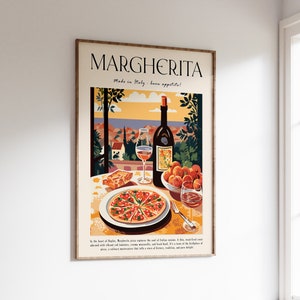Pizza Food Print, Margherita Pizza Poster, Italian Food Art, Food and Drink Poster, Kitchen Decor, Poster for Kitchen, Food Gift