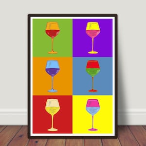 Pop Art Poster - Gallery Quality - Modern Art - Vintage Art - Colourful - Psychedelic Wine Glass - Home Decor - Wall Art Decor - Ideal Gift