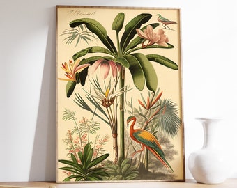 Vintage Botanical Poster, Floral Jungle Wall Print, Vintage Decor, Botanical Print, Floral Decor, Floral Wall Art, Safari Print, A1/A2/A3/A4
