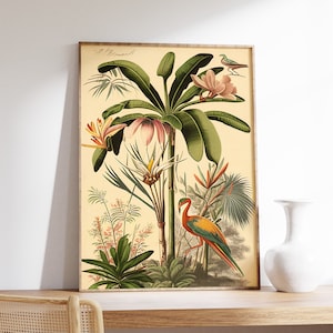 Vintage Botanical Poster, Floral Jungle Wall Print, Vintage Decor, Botanical Print, Floral Decor, Floral Wall Art, Safari Print, A1/A2/A3/A4
