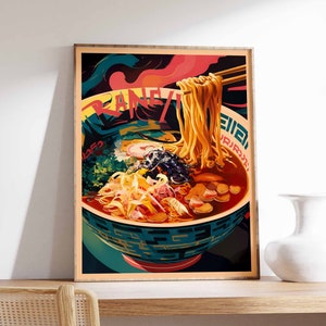 Ramen Poster, Japanese Food Art, Japanese Ramen Poster, Kitchen Decor, Kitchen Poster, Food Art, Restaurant Decor, Cafe Decor, Food Gift