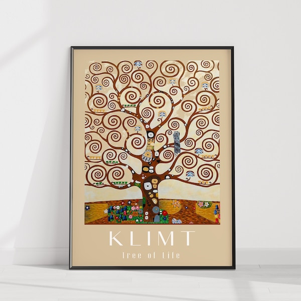 Gustav Klimt Poster, Der Baum des Lebens, Klimt Ausstellungsplakat, Jugendstil, Modern Art Print, Wandkunst-Dekor, Housewarming Geburtstagsgeschenk