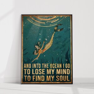 Dans Locean Je Vais Affiche Spirituel Yoga Mer Eau Etsy Canada