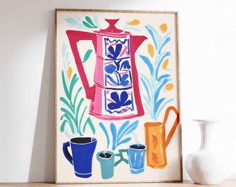 Vintage Coffee Maker Poster, Kitchen Cafe Print