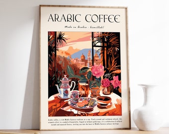 Coffee Poster, Arabic Coffee Print, Kitchen Decor, Retro Coffee Art, Islamic Food Art, Food and Drink Poster, Food and Drink Print