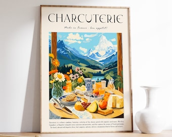 Poster Franse kaas, vintage keukenvoedselkunstdruk