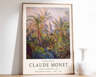 Claude Monet Poster, Garden at Bordighera, Monet Print, Expressionist Art, Vintage French Home Decor, Floral Wall Art, Floral Decor