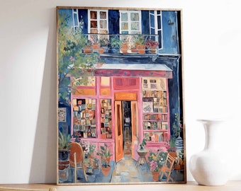 Vintage Book Shop Poster, Retro Library Wall Art
