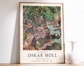 Oskar Moll Poster, Felsen am Bach, Oskar Moll Print, Expressionist Art, Vintage French Home Decor, Floral Wall Art, Floral Decor