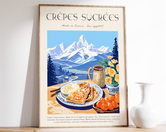 French Crepes Food Poster, Kitchen Wall Art