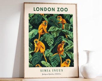 London Zoo Print, Vintage Zoo Poster, Monkey Print, Animal Art, Botanical Decor, Jungle Print, Tropical Poster, Henri Rousseau Art