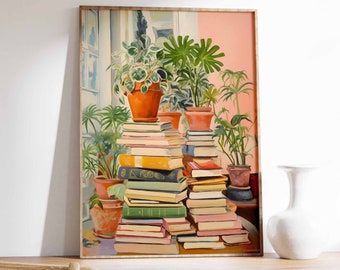 Vintage Bookshop Poster, Book Shop Print, Book Lovers Gift, Reading Gift, Antique Wall Art, Retro Book Lovers Art, Library Art, Gift Idea