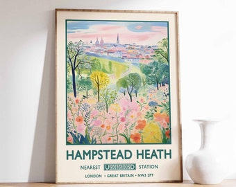 Hampstead Heath London Print, William Morris Gardens Art, Vintage Floral Art, William Morris Poster, Vintage London Wall Art, Retro Art