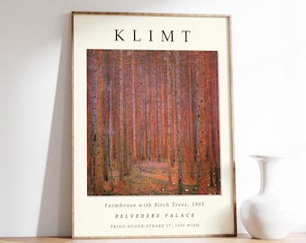 Póster artístico de Gustav Klimt: «Casa de campo con abedules».