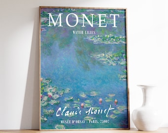 Monet Water Lilies Exhibition Poster, Gallery Art Print