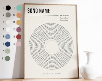 Stampa di testi in vinile personalizzati, Poster musicale personalizzato, Regalo musicale personalizzabile, Regalo di anniversario, Regalo musicale, Canzone danzante di nozze, A1/A2/A3/A4