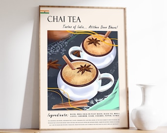 Indian Chai Tea Poster, Kitchen Art Print
