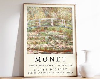 Claude Monet Exhibition Poster, Water Lilies, Monet Floral Art Print, Garden, Scenery, Nature, Wall Art Decor, Vintage, Gift, A1/A2/A3/A4