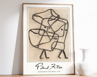 Paul Klee Exhibition Poster, Burdened Children, Paul Klee Art Print, Surrealist Art, Modernism, Cubism, Gift Idea, A1/A2/A3/A4