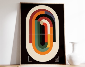 Retro Bauhaus Poster, Modernist Wall Art, Geometric Bauhaus Print, Abstract Decor, Graphic Design Poster, Minimalist Art Print, A1/A2/A3/A4
