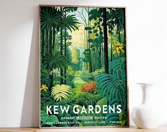 Kew Gardens Blumendruck, Vintage botanische Gärten Poster