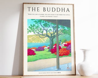 Buddhist Saying Art Print, Hasui Kawase Floral Landscape
